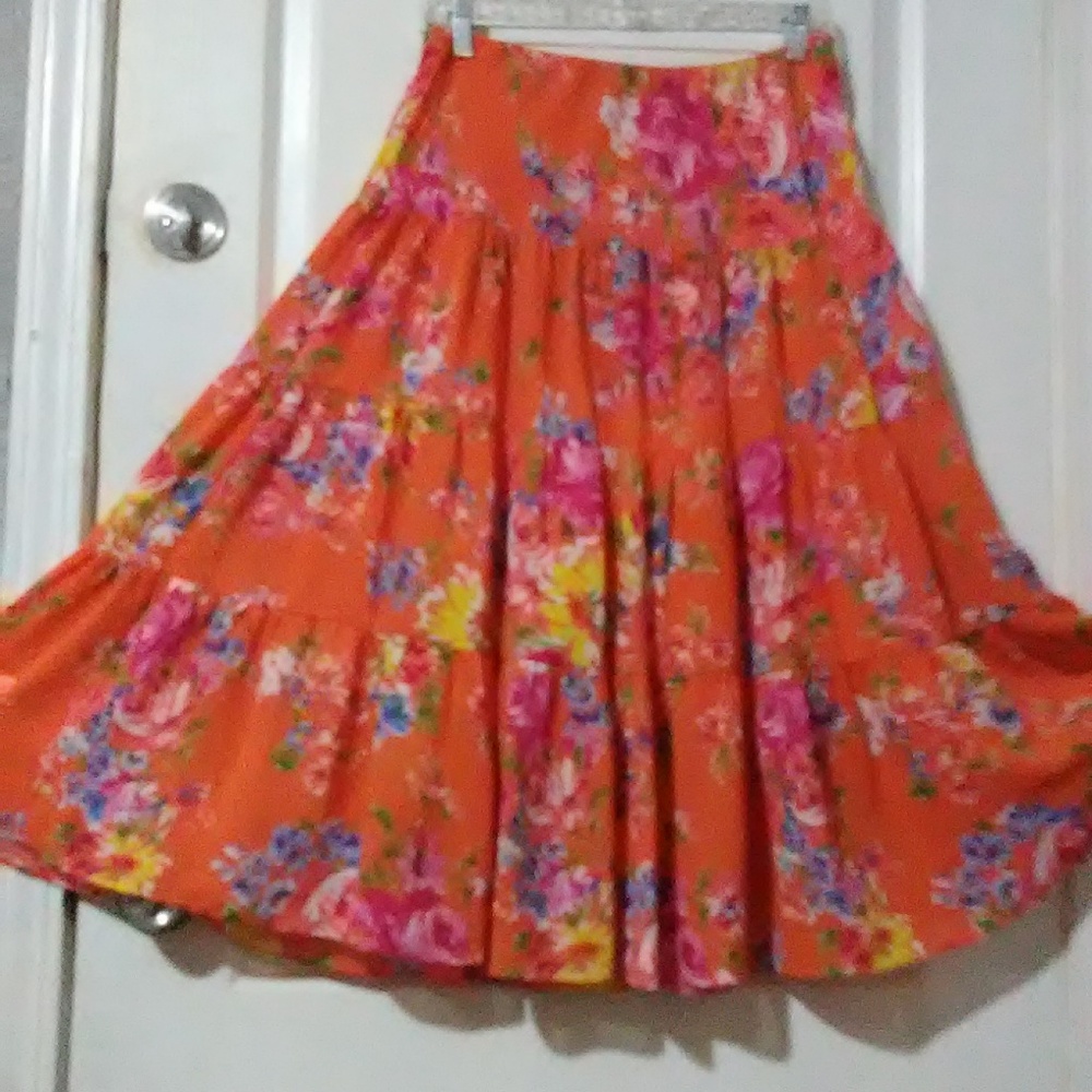 Pretty Orange Floral Skirt